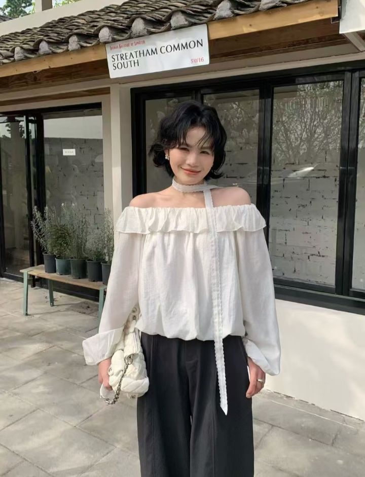 BOBBIE DOLL韓國直郵女裝新款職業人氣襯衫蕾絲衫含脖帶BOBBIE DOLL襯衫/蕾絲衫圖色2