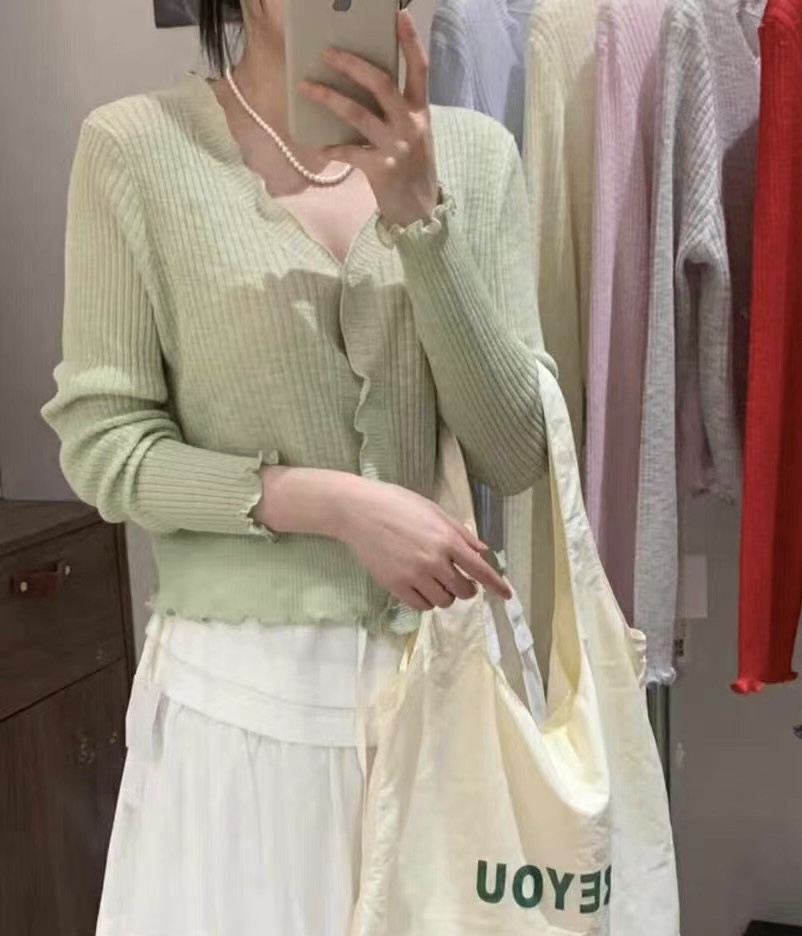 SYMBOL韓國直郵實拍女裝新品熱賣休閑26春夏針織衫荷葉邊SYMBOL針織衫圖色4
