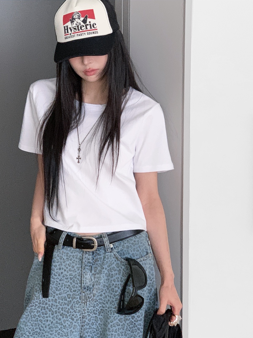 OURWAVE/OUR ROOM韓國直郵實拍女裝新品休閑牛仔褲豹紋Our Wave/Our Room牛仔褲