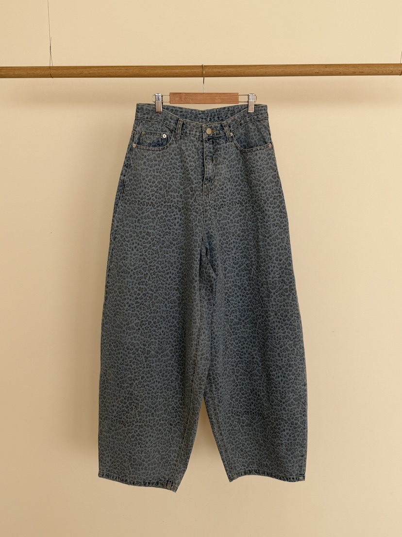 OURWAVE/OUR ROOM韓國直郵實拍女裝新品休閑牛仔褲豹紋Our Wave/Our Room牛仔褲圖色1