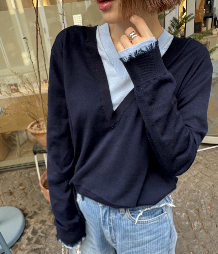 JUJU韓國東大門代購女裝新品26春夏休閑人氣熱賣針織衫V領JUJU針織衫