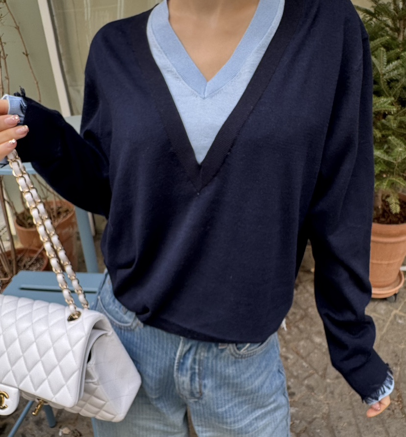 JUJU韓國東大門代購女裝新品26春夏休閑人氣熱賣針織衫V領JUJU針織衫