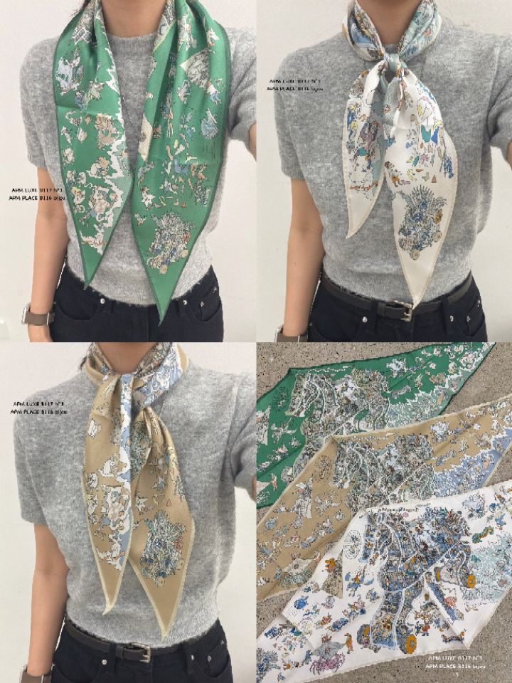 N3韓國東大門代購女裝新品熱賣26春夏休閑人氣圍巾披肩絲綢N3圍巾/披肩