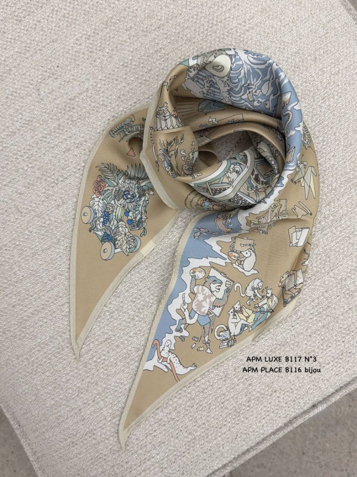 N3韓國東大門代購女裝新品熱賣26春夏休閑人氣圍巾披肩絲綢N3圍巾/披肩圖色2