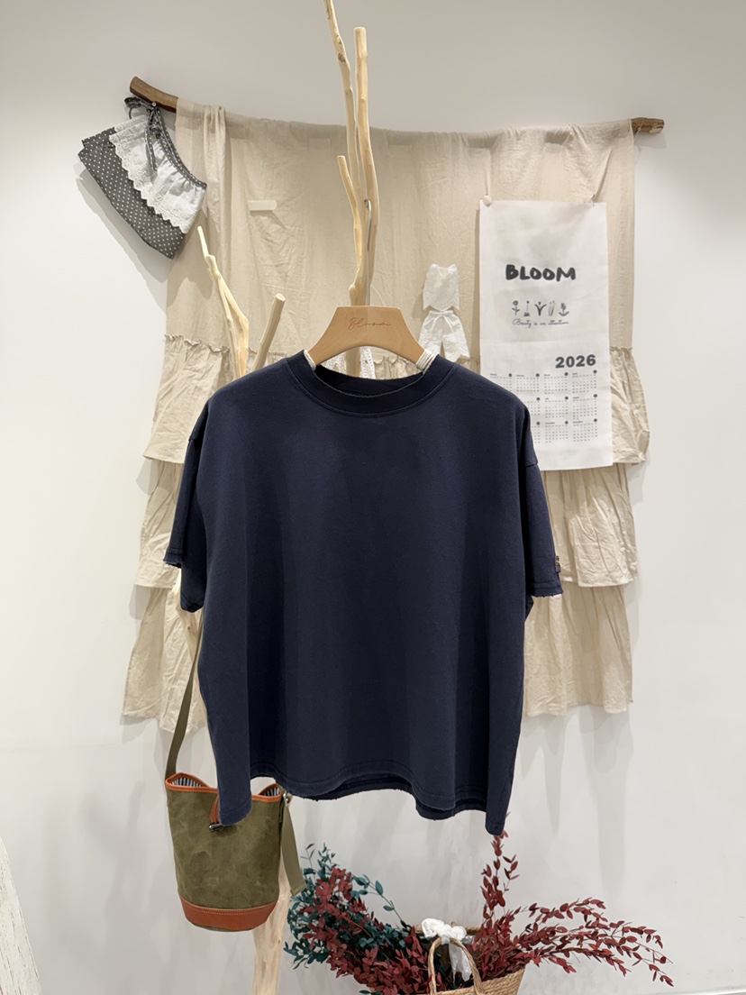 BLOOM韓國直郵女士新品時尚26春夏職業休閑人氣T恤復古棉質BLOOM-ST恤圖色2