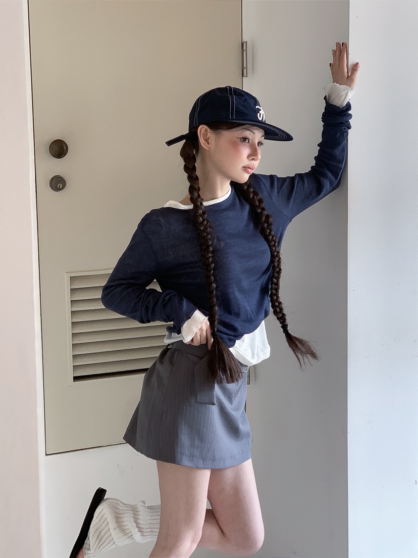 I MFACT韓國東大門代購女裝新品職業時尚休閑長袖T恤透明I MFACT長袖T恤