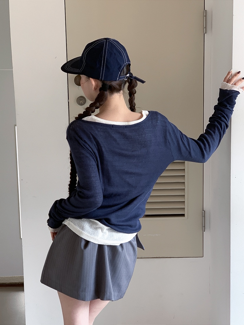 I MFACT韓國東大門代購女裝新品職業時尚休閑長袖T恤透明I MFACT長袖T恤