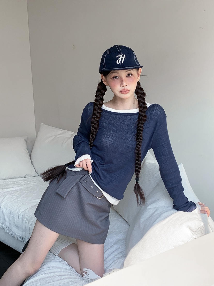 I MFACT韓國東大門代購女裝新品職業時尚休閑長袖T恤透明I MFACT長袖T恤