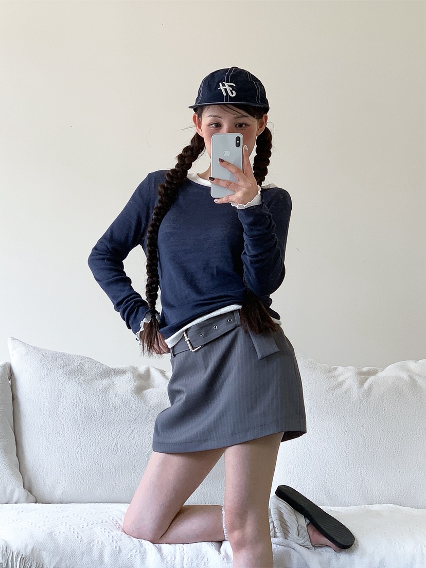 I MFACT韓國東大門代購女裝新品職業時尚休閑長袖T恤透明I MFACT長袖T恤