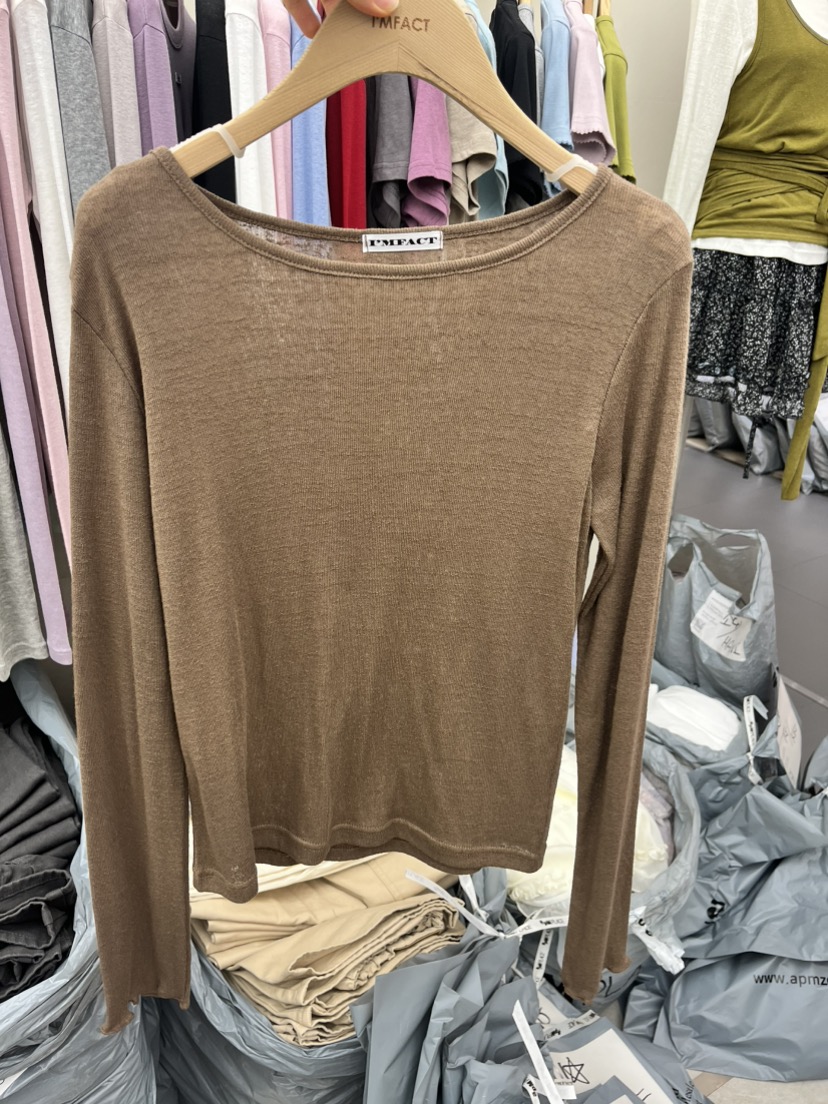 I MFACT韓國東大門代購女裝新品職業時尚休閑長袖T恤透明I MFACT長袖T恤圖色1