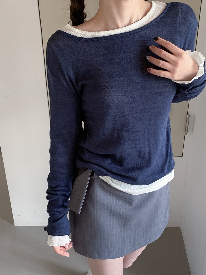 I MFACT韓國東大門代購女裝新品職業時尚休閑長袖T恤透明I MFACT長袖T恤圖色2