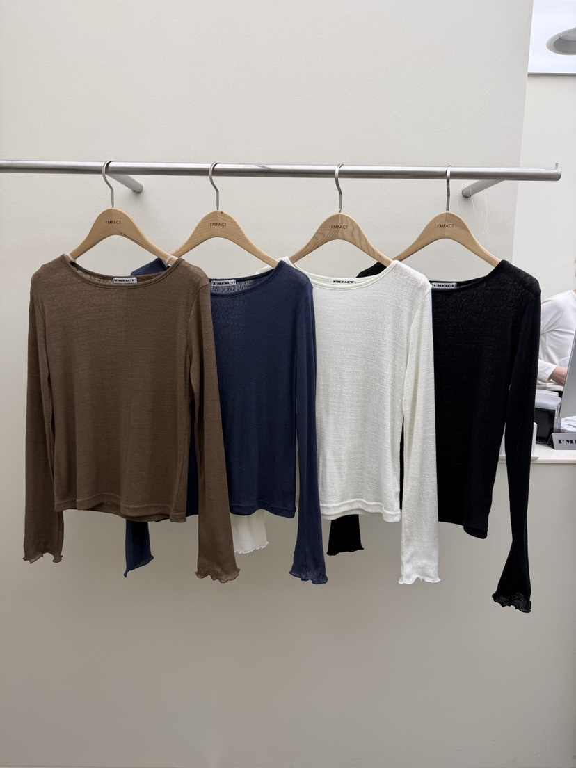 I MFACT韓國東大門代購女裝新品職業時尚休閑長袖T恤透明I MFACT長袖T恤圖色4左四色