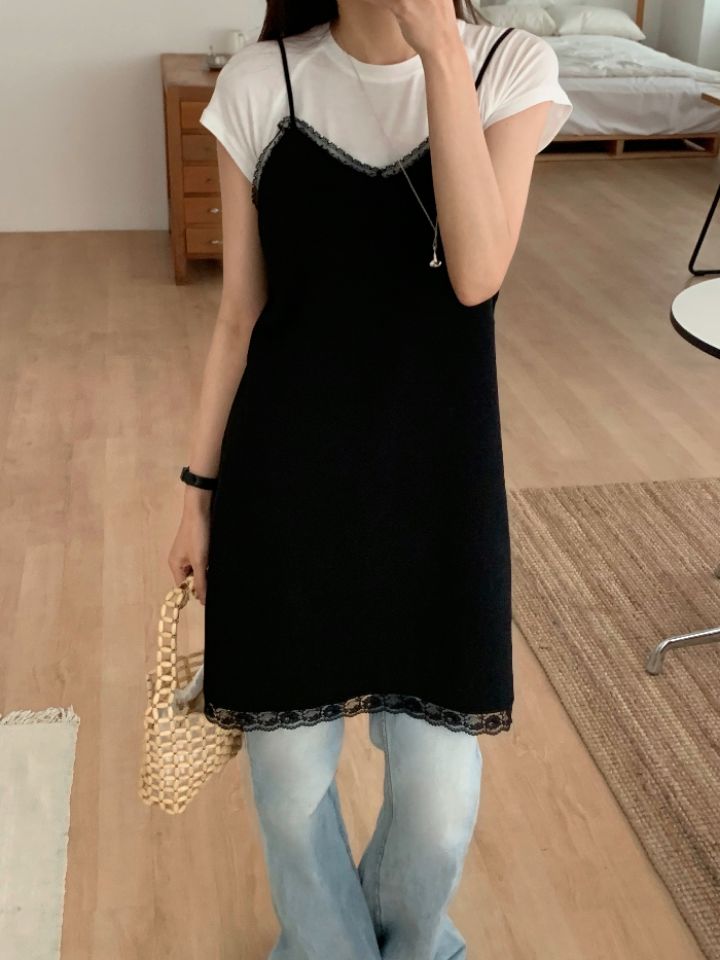 KOMOREBI韓國直郵女士新品人氣推薦熱賣休閑職業連衣裙蕾絲KOMOREBI連衣裙圖色1