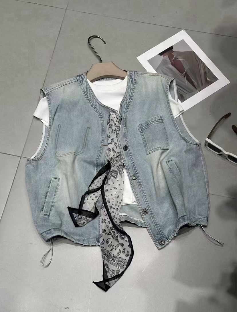 SYMBOL韓國代購女裝新款職業熱賣人氣26春夏馬甲含絲巾圍巾SYMBOL馬甲