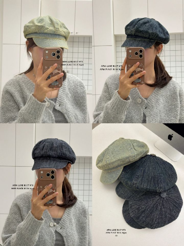 N3韓國東大門直郵女裝新款時尚26春夏帽子水洗牛仔布貝雷N3帽子