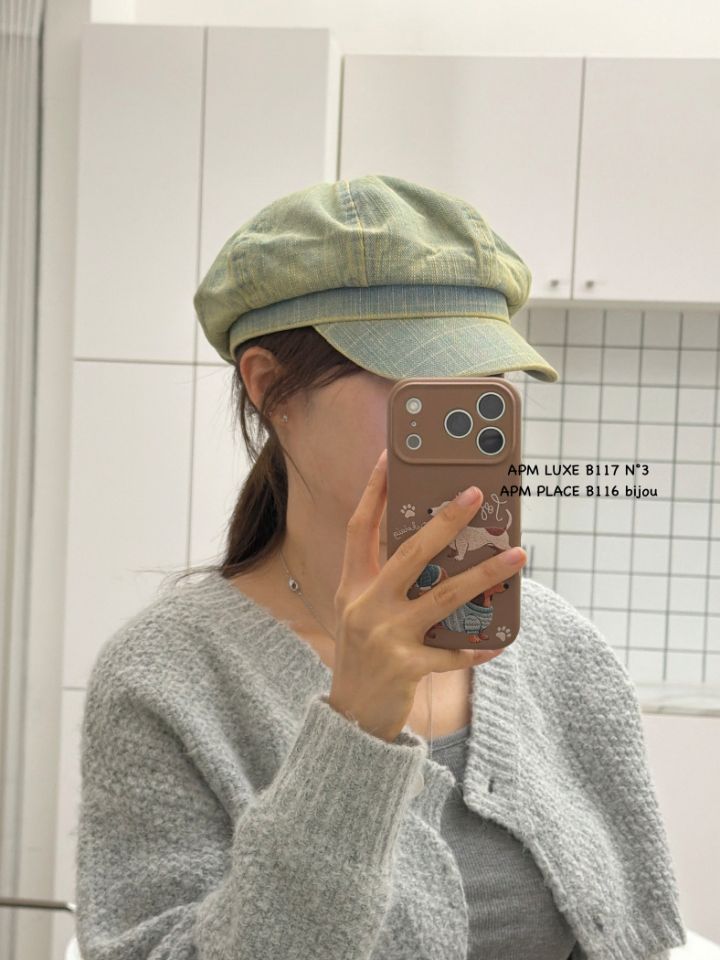 N3韓國東大門直郵女裝新款時尚26春夏帽子水洗牛仔布貝雷N3帽子