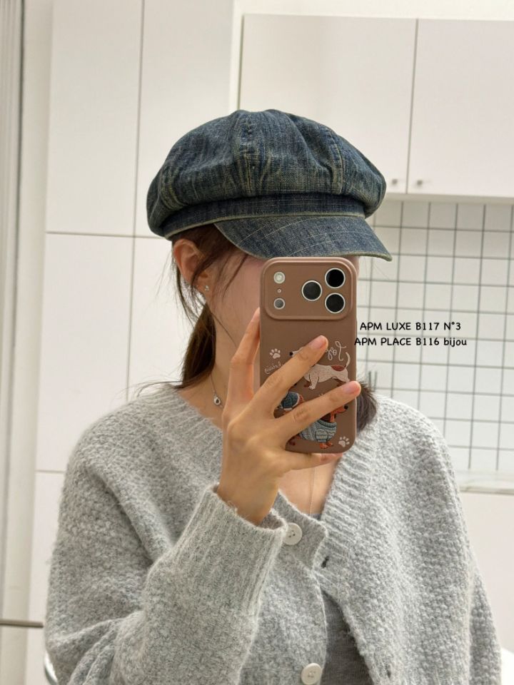 N3韓國東大門直郵女裝新款時尚26春夏帽子水洗牛仔布貝雷N3帽子