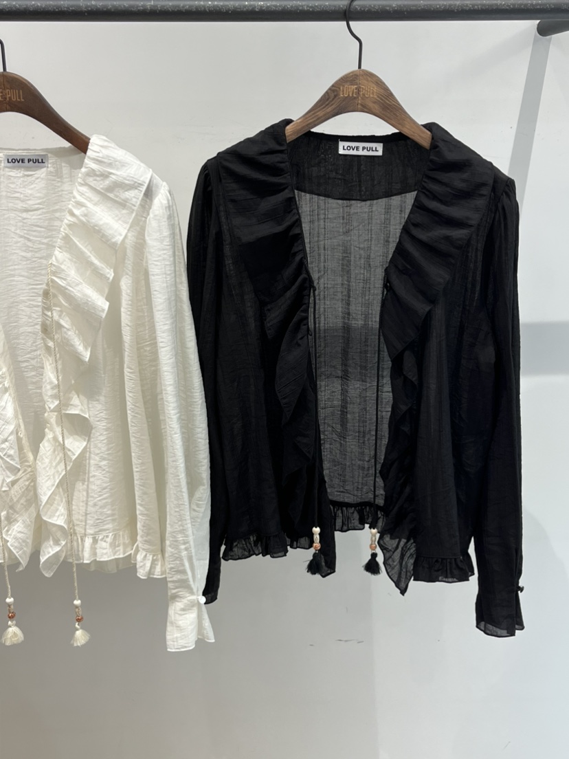 LOVE PULL韓國代購女裝新品職業休閑26春夏襯衫蕾絲衫流蘇LOVE PULL襯衫/蕾絲衫