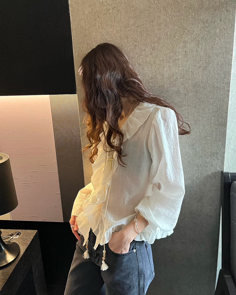 LOVE PULL韓國代購女裝新品職業休閑26春夏襯衫蕾絲衫流蘇LOVE PULL襯衫/蕾絲衫