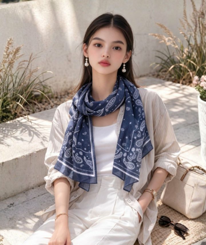 EBADA韓國直郵實拍女士新品休閑人氣職業26春夏圍巾披肩亞麻絨EBADA圍巾/披肩