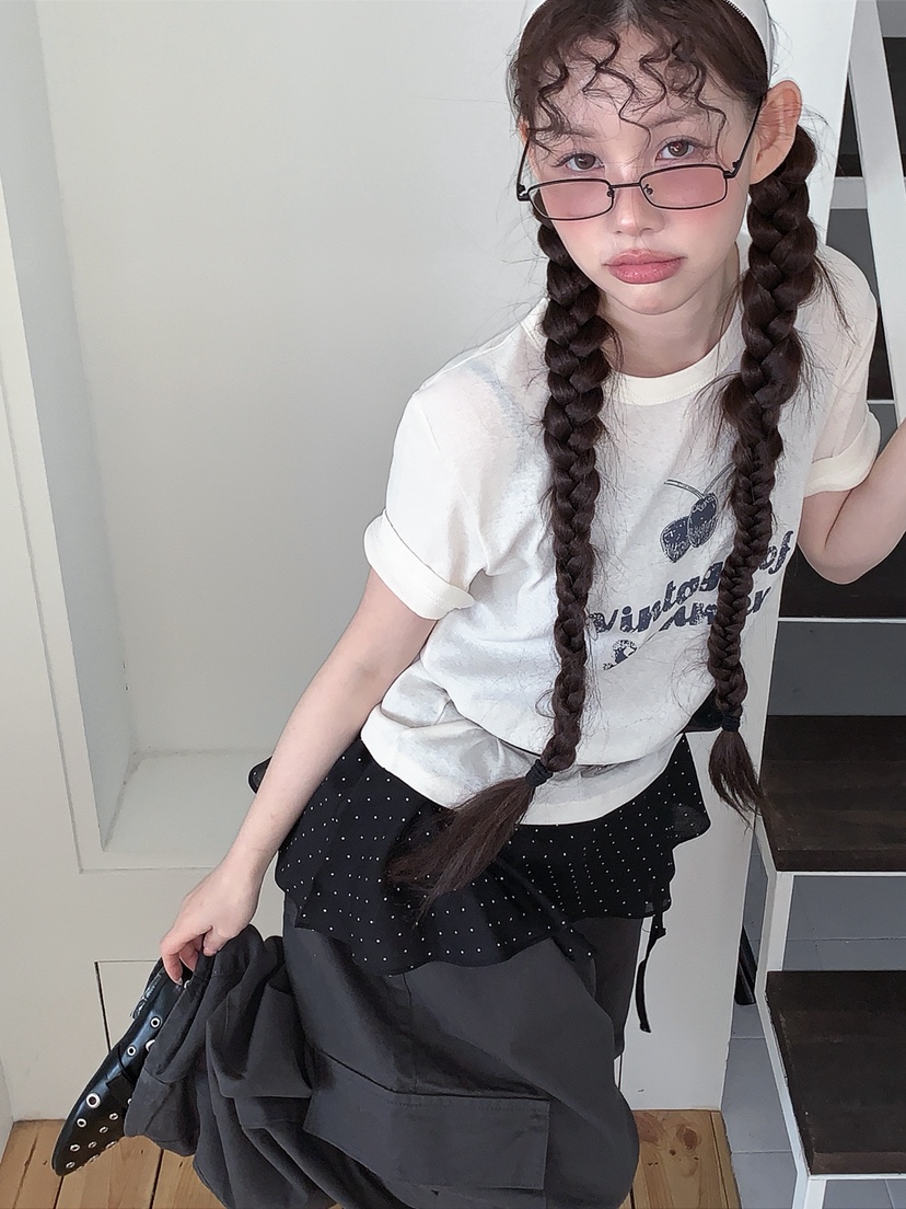 I MFACT韓國直郵實拍女裝新款休閑26春夏T恤不含內搭復古腰帶I MFACTT恤