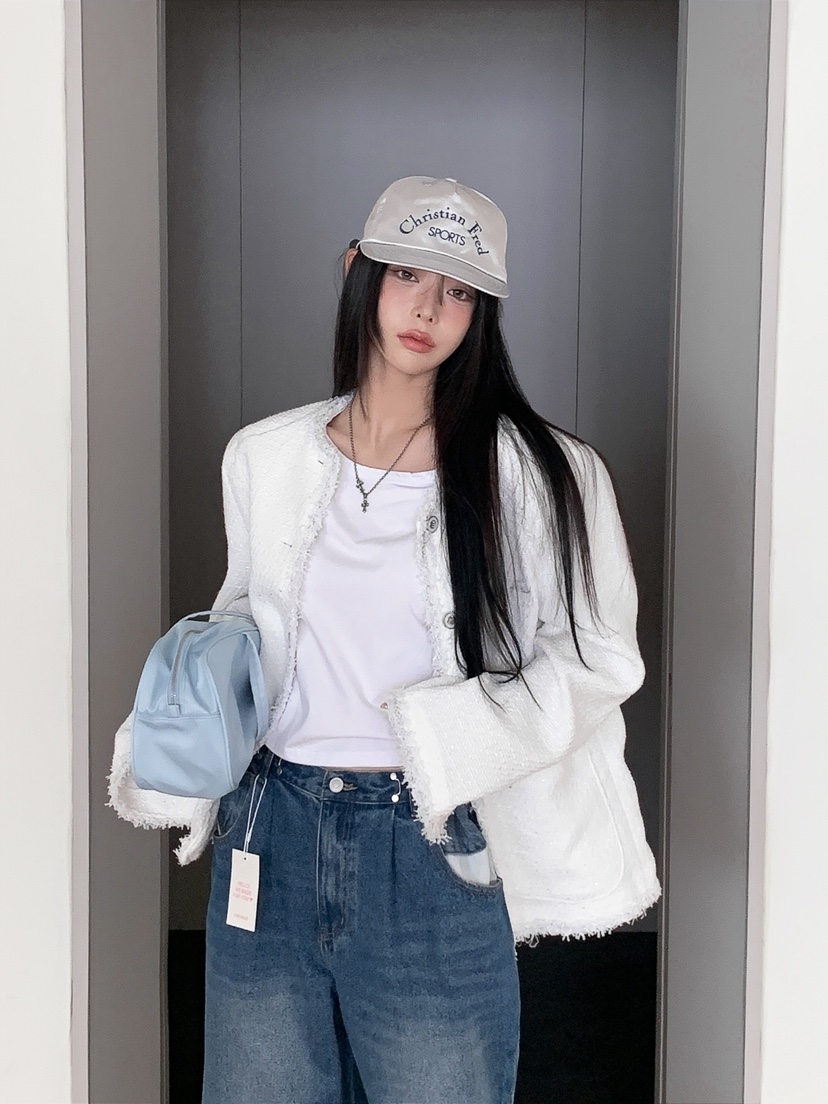 OURWAVE/OUR ROOM韓國直郵女士新款熱賣推薦夾克粗花呢Our Wave/Our Room夾克