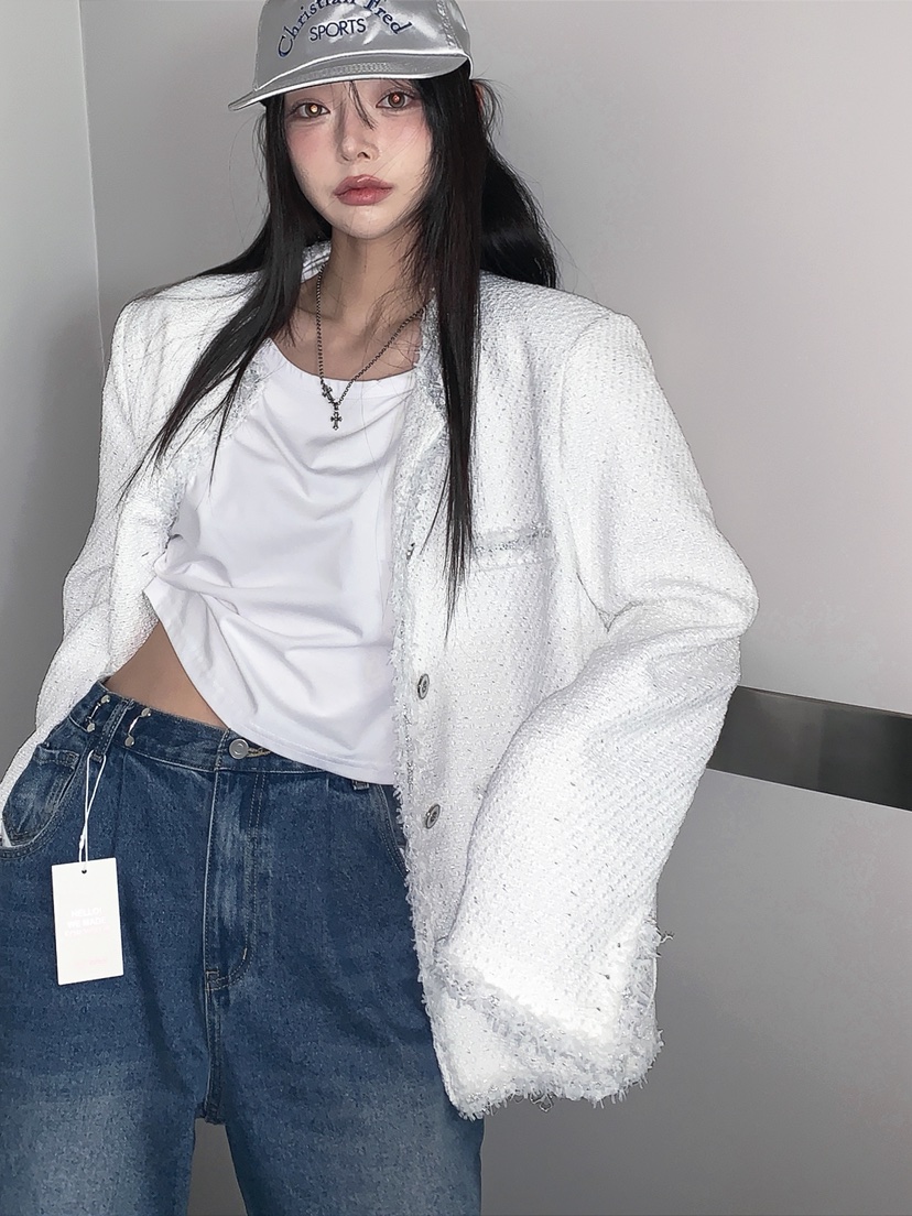 OURWAVE/OUR ROOM韓國直郵女士新款熱賣推薦夾克粗花呢Our Wave/Our Room夾克