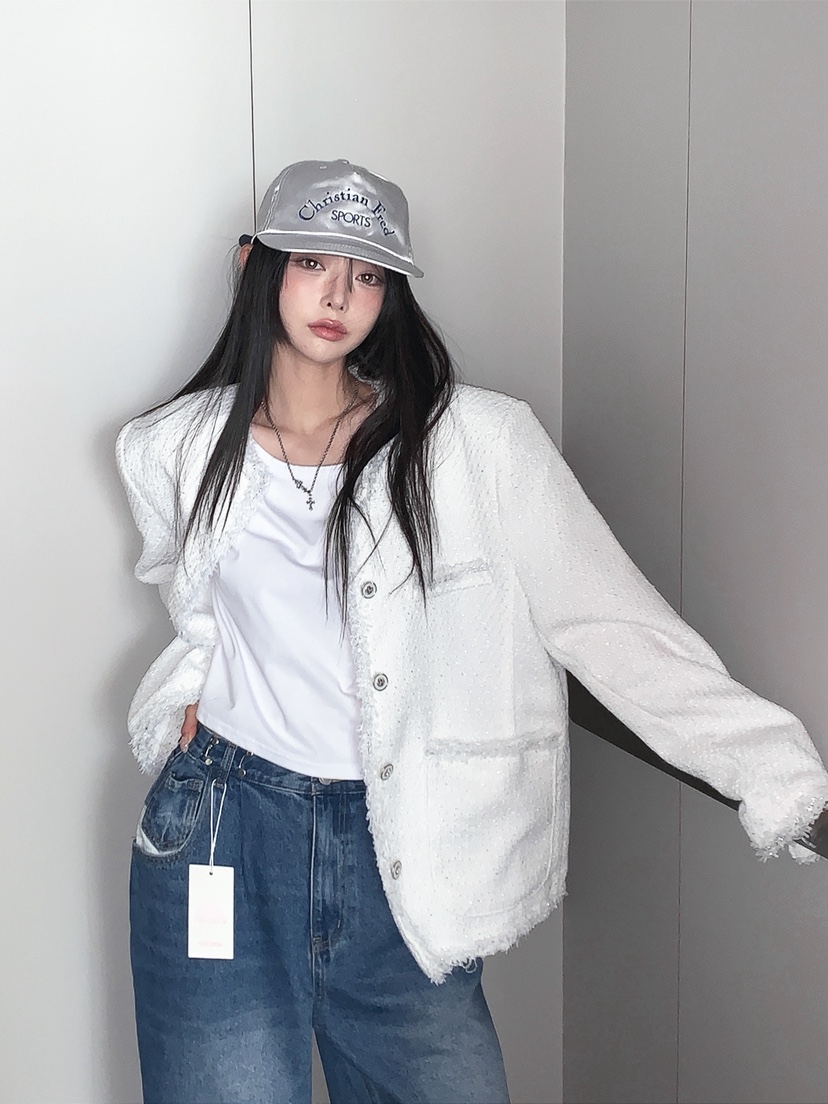 OURWAVE/OUR ROOM韓國直郵女士新款熱賣推薦夾克粗花呢Our Wave/Our Room夾克