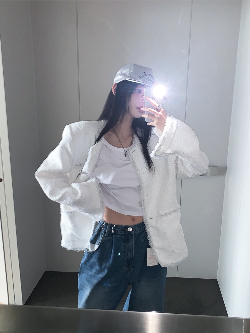 OURWAVE/OUR ROOM韓國直郵女士新款熱賣推薦夾克粗花呢Our Wave/Our Room夾克