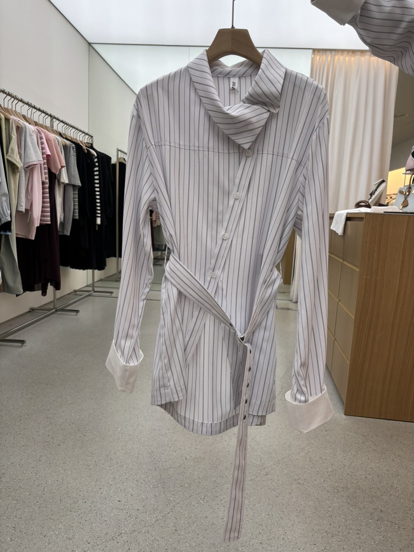 JUJU韓國東大門代購女士新款推薦26春夏襯衫蕾絲衫含腰帶JUJU襯衫/蕾絲衫圖色1