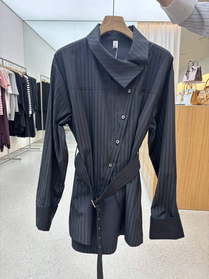 JUJU韓國東大門代購女士新款推薦26春夏襯衫蕾絲衫含腰帶JUJU襯衫/蕾絲衫圖色3