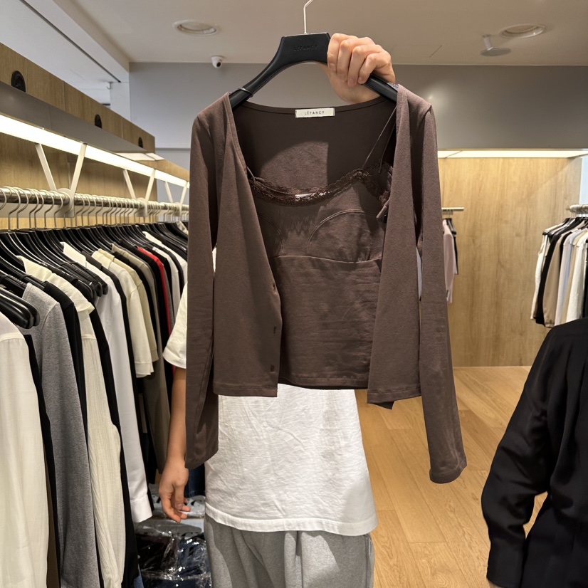 LEFANCY韓國直郵實拍女士新品職業推薦時尚熱賣休閑套裝蕾絲LEFANCY套裝圖色1