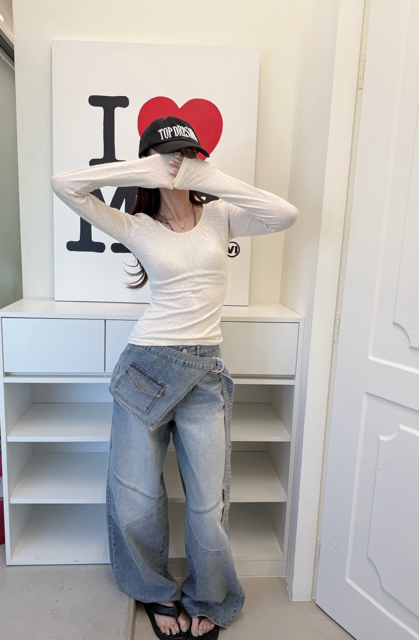 LUMIPLE韓國東大門代購女裝新品26春夏休閑熱賣推薦牛仔褲LUMIPLE牛仔褲