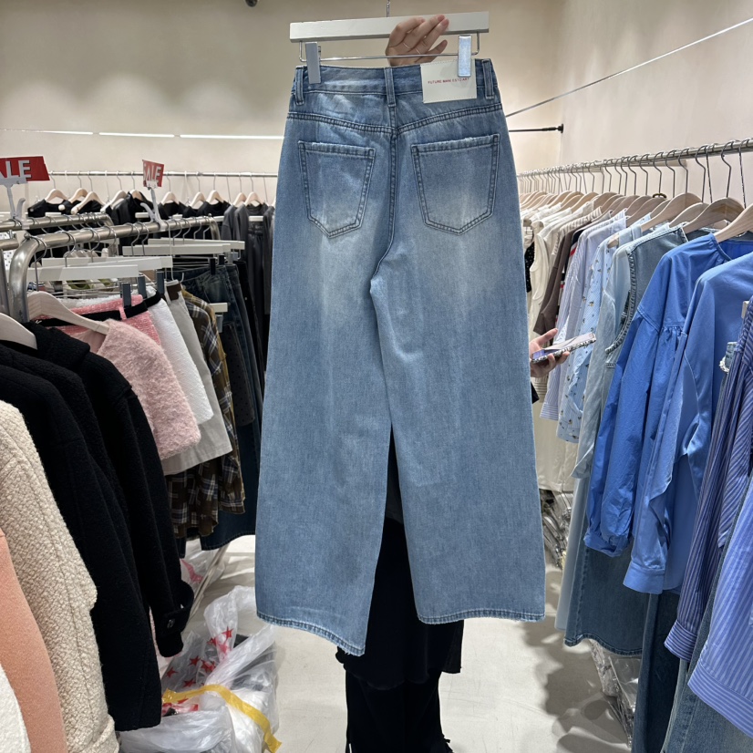 Color B韓國代購女裝新品推薦休閑熱賣人氣職業牛仔褲破洞Color B牛仔褲