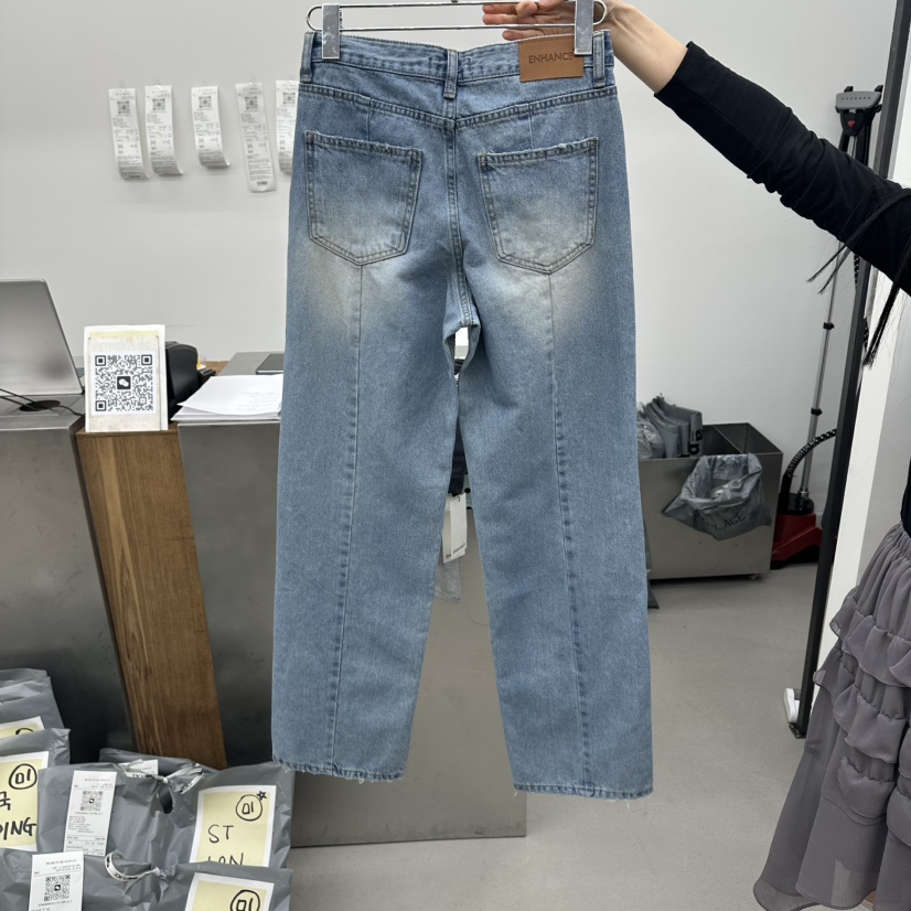 ENHANCE韓國代購女裝新款推薦人氣26春夏時尚熱賣牛仔褲開衩ENHANCE/HOPESMORE牛仔褲