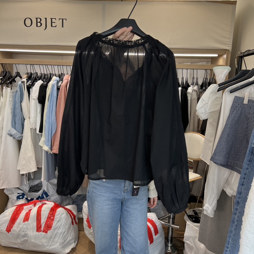 OBJET/LOVEUSU韓國東大門直郵女士新品休閑襯衫蕾絲衫蕾絲OBJET/LOVEUSU襯衫/蕾絲衫