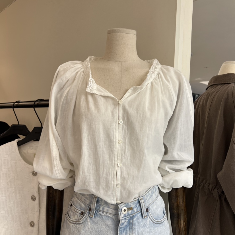 OBJET/LOVEUSU韓國東大門直郵女士新品休閑襯衫蕾絲衫蕾絲OBJET/LOVEUSU襯衫/蕾絲衫圖色2