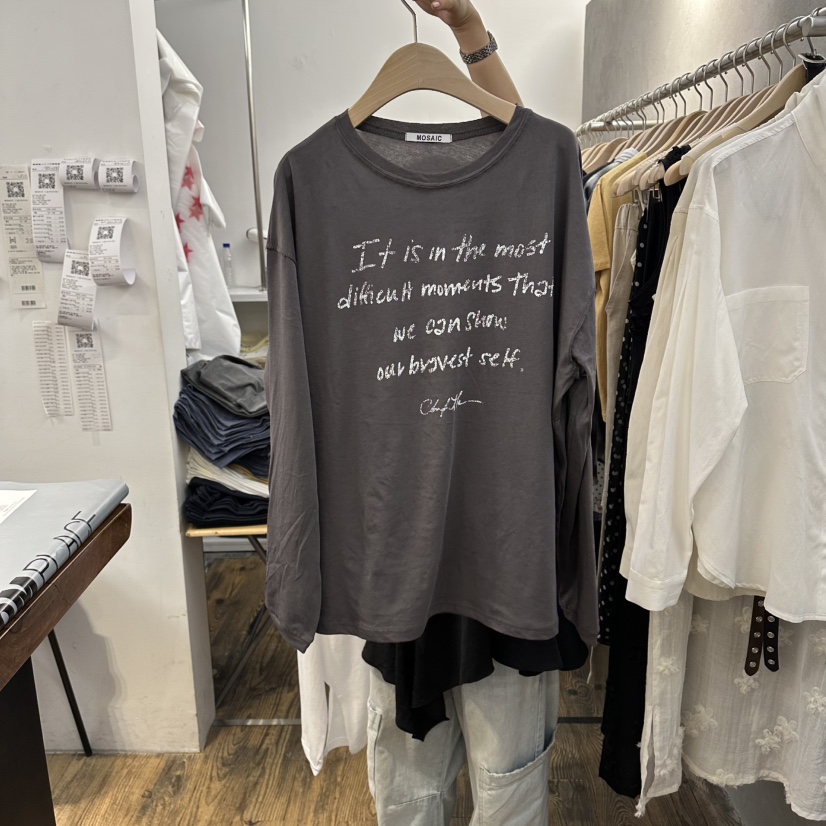 MOSAIC韓國東大門直郵女裝新品26春夏休閑時尚人氣長袖T恤MOSAIC長袖T恤圖色2