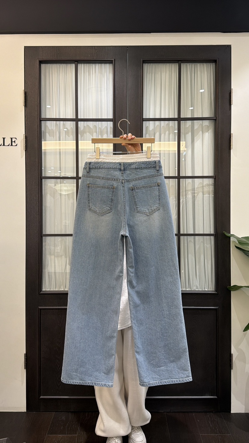 VIBELLE韓國代購女士新款26春夏推薦職業熱賣時尚人氣牛仔褲VIBELLE牛仔褲