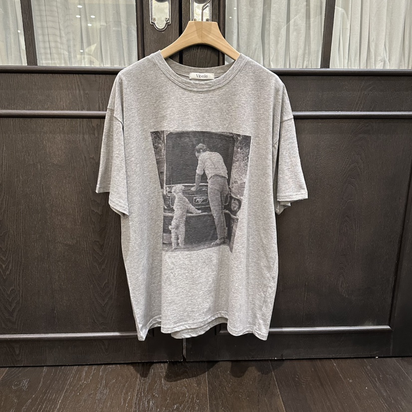 VIBELLE韓國直郵實拍女裝新款人氣26春夏休閑職業時尚T恤VIBELLET恤圖色3灰白色