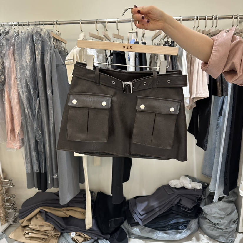 BES韓國直郵實拍女士新品人氣推薦26春夏時尚裙褲含腰帶口袋BES SEOUL裙褲圖色1