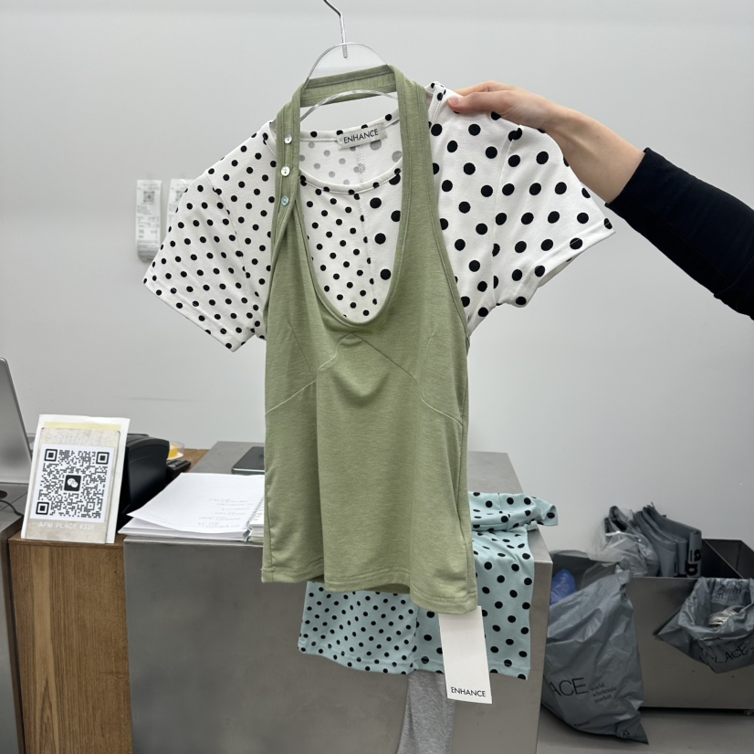 ENHANCE韓國直郵實拍女士新款熱賣休閑推薦吊帶背心不含內搭ENHANCE/HOPESMORE吊帶/背心圖色2