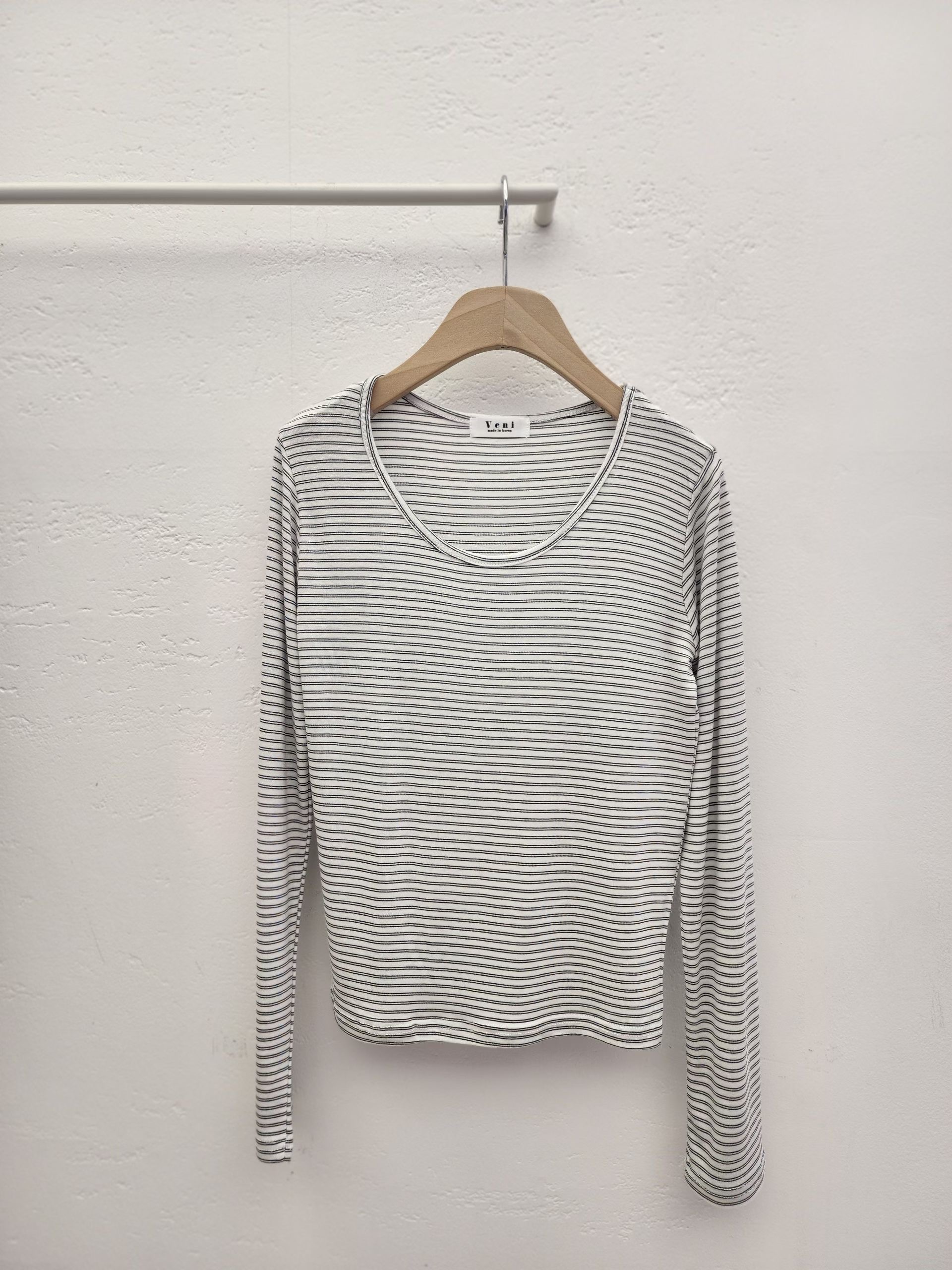 VENI韓國直郵女裝新品時尚熱賣推薦職業人氣26春夏長袖T恤VENI長袖T恤圖色1