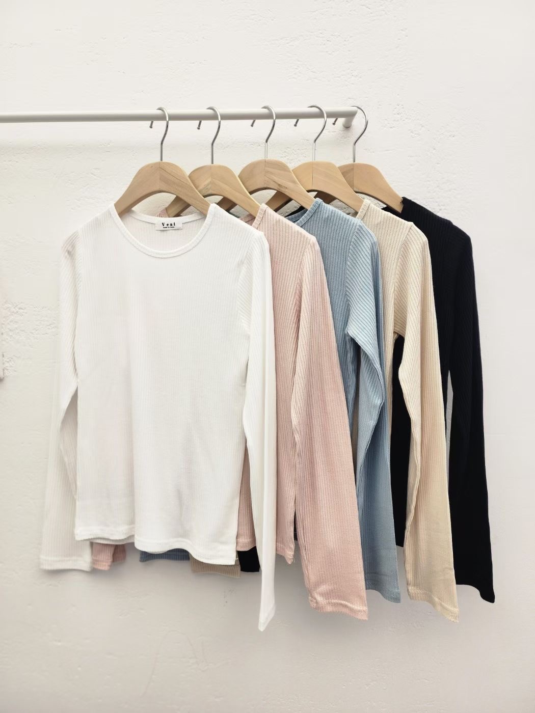 VENI東大門直郵女裝新款休閑職業推薦真品熱賣長袖T恤羅紋VENI長袖T恤圖色1左一色