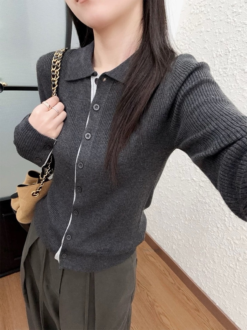 VIVANI韓國代購女裝新品時尚真品26春夏熱賣休閑針織衫羅紋VIVANI針織衫