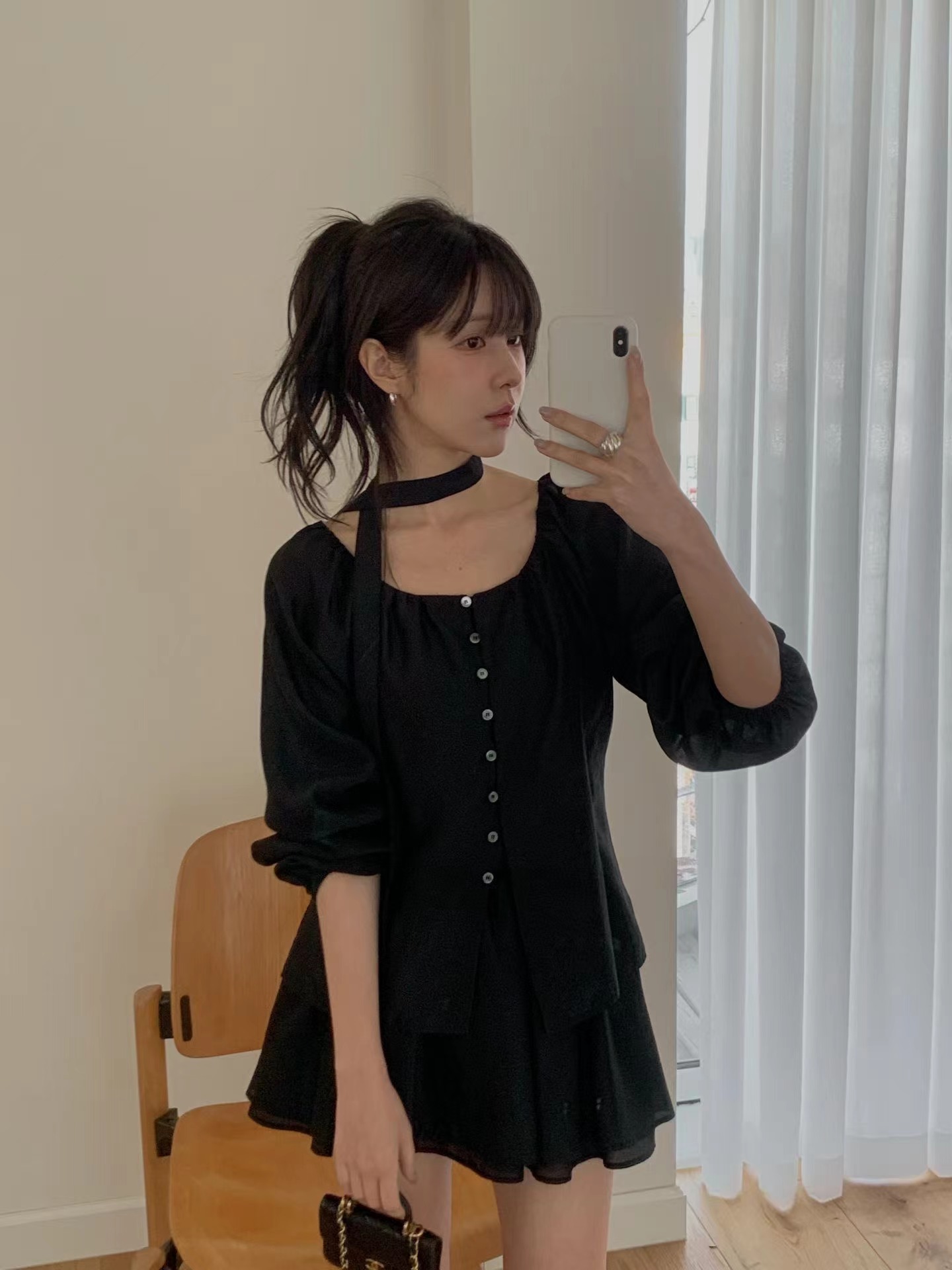 MIELLE-미엘르-OT東大門直郵女裝新款人氣襯衫蕾絲衫含脖帶MIELLE-미엘르-OT襯衫/蕾絲衫圖色3