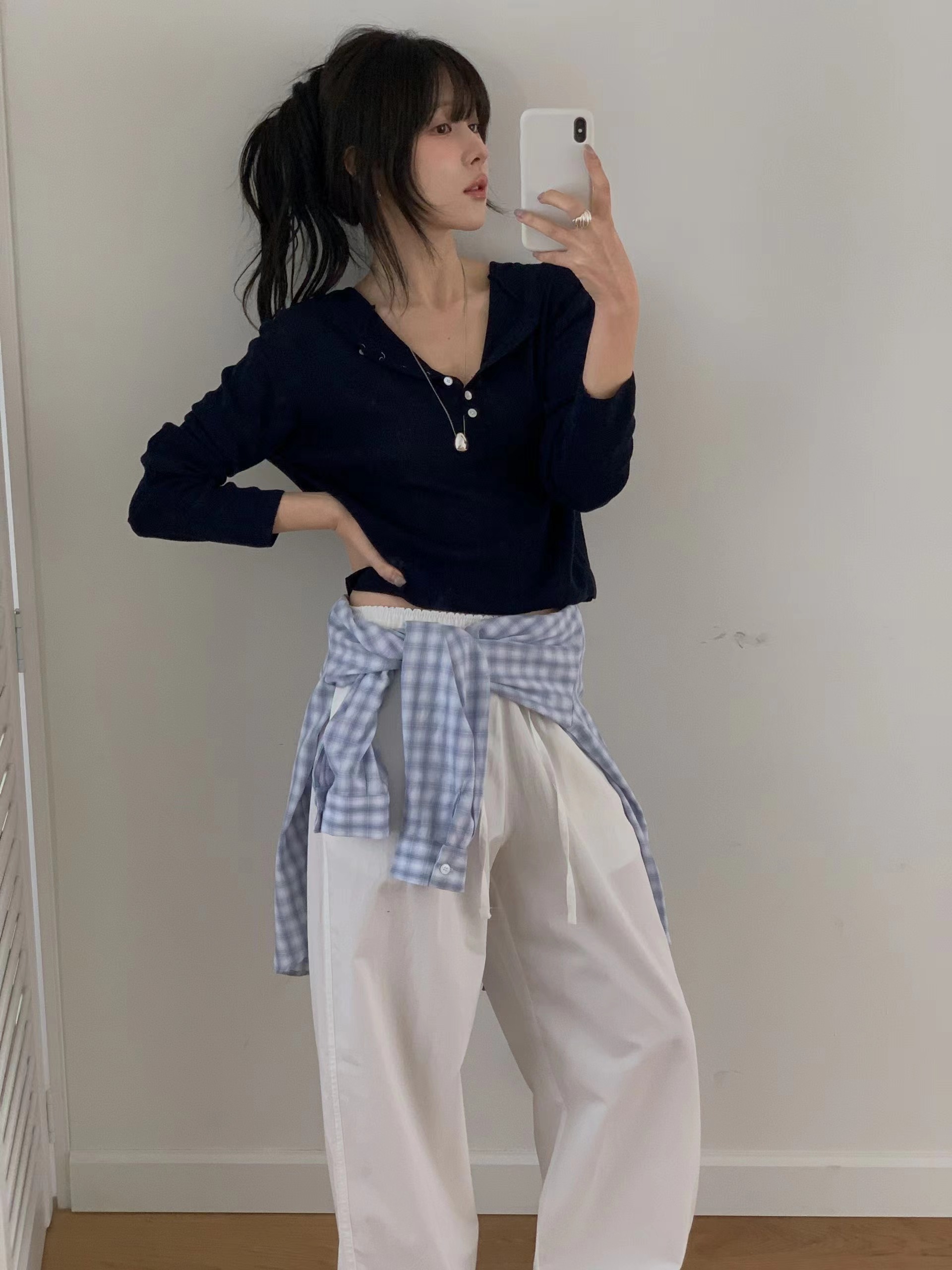 MIELLE-미엘르-OT韓國直郵女士新品時尚針織衫紐扣連帽MIELLE-미엘르-OT針織衫圖色3