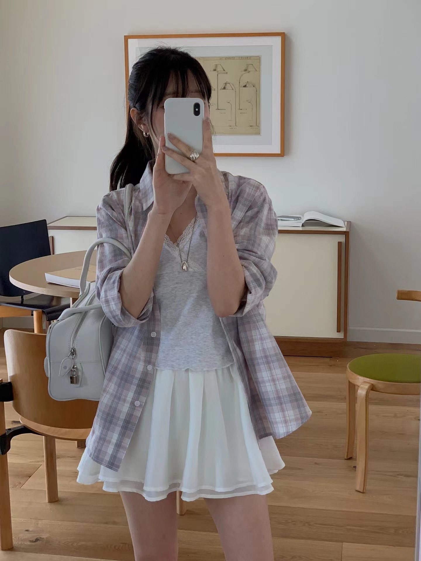 MIELLE-미엘르-OT東大門直郵女裝新品人氣襯衫蕾絲衫格紋MIELLE-미엘르-OT襯衫/蕾絲衫