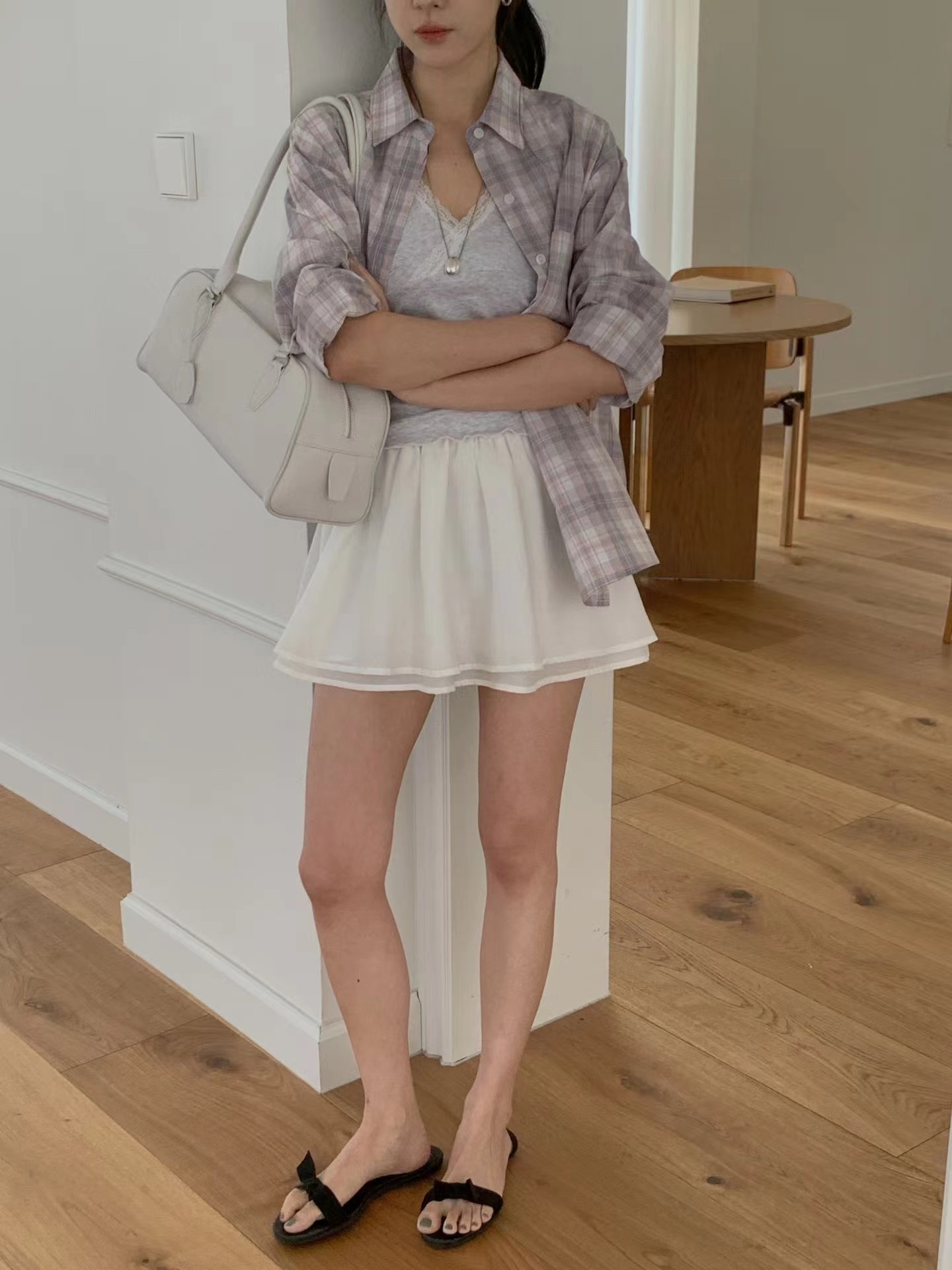 MIELLE-미엘르-OT東大門直郵女裝新品人氣襯衫蕾絲衫格紋MIELLE-미엘르-OT襯衫/蕾絲衫