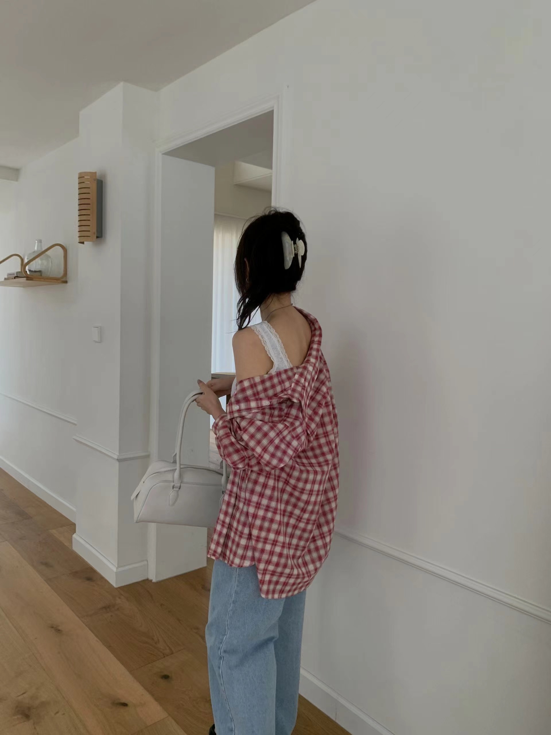 MIELLE-미엘르-OT東大門代購女士新款職業襯衫蕾絲衫格紋MIELLE-미엘르-OT襯衫/蕾絲衫